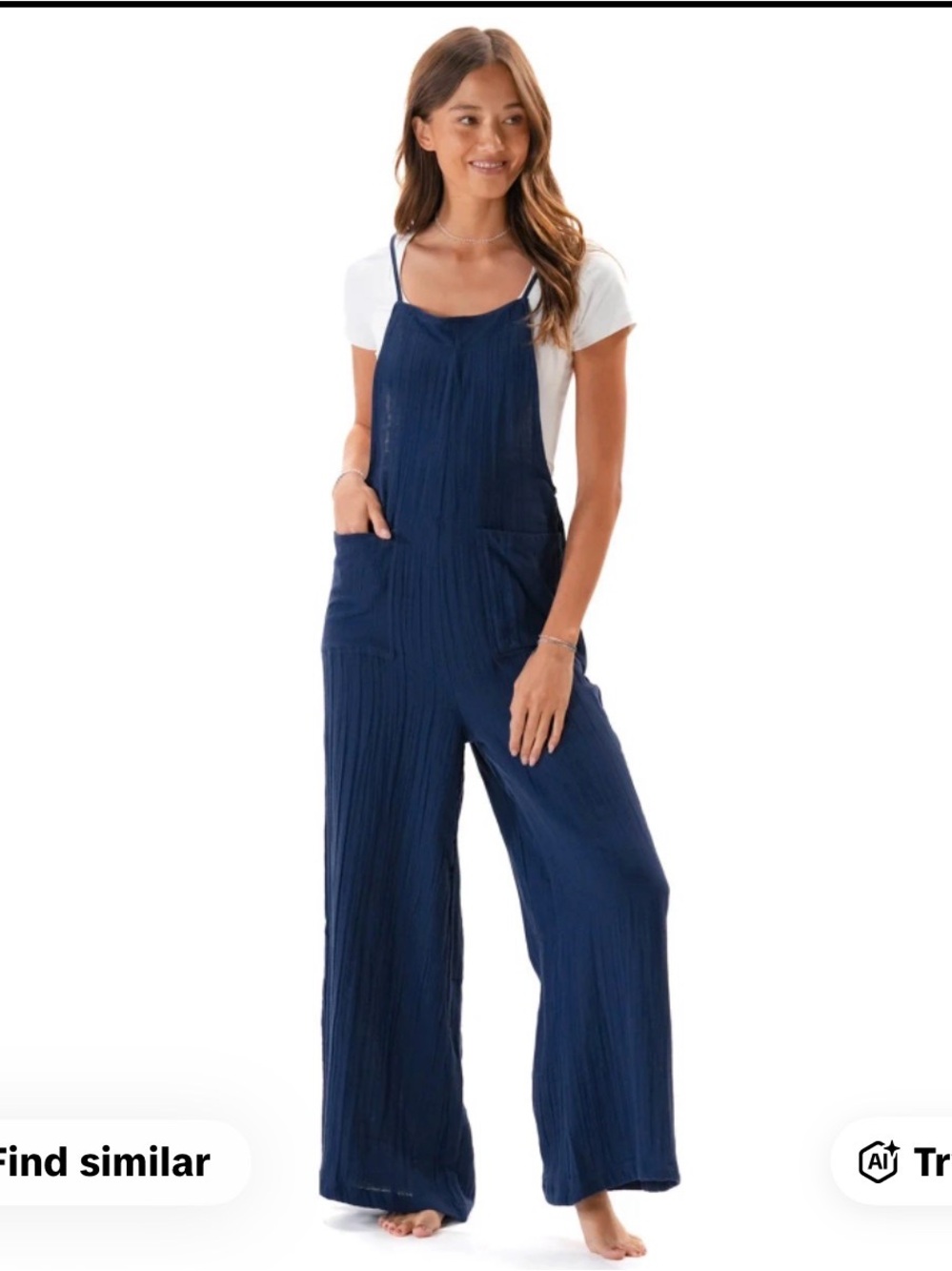 NWT Lotus Luna Women's Navy Oxford Wide-Leg Overalls Jumpsuit Romper small